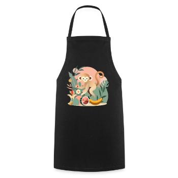 Playful monkey with tropical fruits - Cooking Apron - black - Front - AI Model Male 185 dark (185cm)