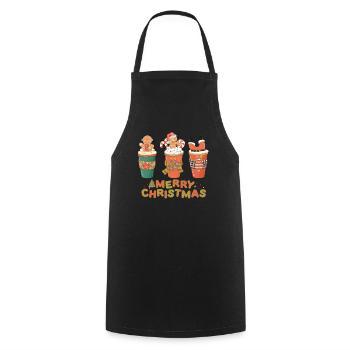 Festive Christmas Motifs on Beverage Mug - Cooking Apron - black - Front - AI Model Male 185 dark (185cm)