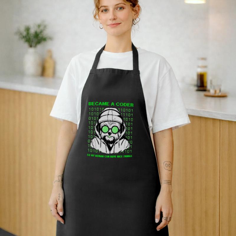 Became a Coder – Hacker Dog Binary Look Cooking Apron