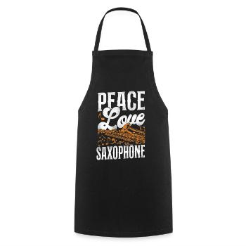 Saxophone Girl Peace Love - Cooking Apron - black - Front - AI Model Male 185 dark (185cm)
