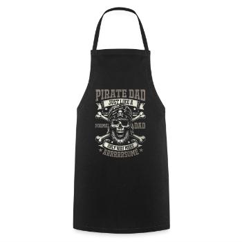 Papa pirate Crossbone Chasse au trésor papa - Tablier de cuisine - noir - Devant - AI Model Male 185 dark (185cm)