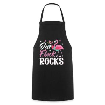 Our Flock Rocks - Pink Flamingo Funny Flamingo - Cooking Apron - black - Front - AI Model Male 185 dark (185cm)