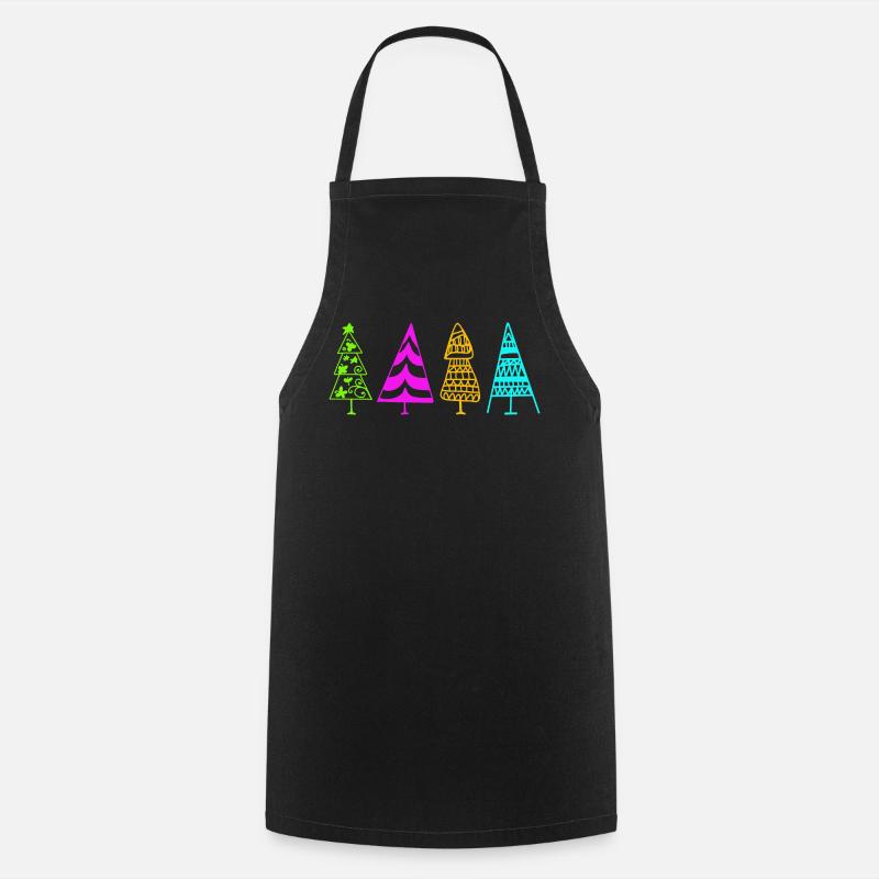 Illustration d’arbre de Noël coloré - Tablier de cuisine - noir