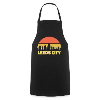 Leeds City Skyline Rétro Coucher de soleil Silhouette - Tablier de cuisine - noir - Devant - AI Model Male 185 dark (185cm)