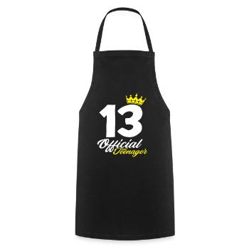 13e anniversaire Couronne officielle des adolescents - Tablier de cuisine - noir - Devant - AI Model Male 185 dark (185cm)