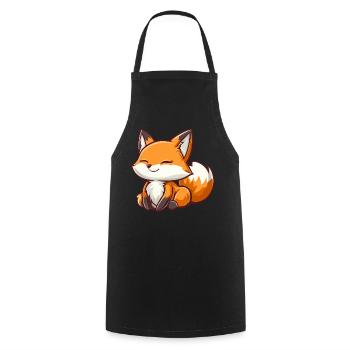 Cute and Happy Fox in Cartoon Style - Cooking Apron - black - Front - AI Model Male 185 dark (185cm)