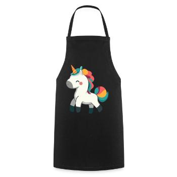 Niedliches stolzes Einhorn-Design - skurrile Cartoon-Kunst - Kochschürze - Schwarz - Vorne - AI Model Male 185 dark (185cm)