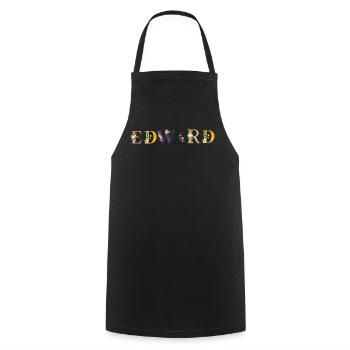 EDWARD name adorned with flowers - Cooking Apron - black - Front - AI Model Male 185 dark (185cm)