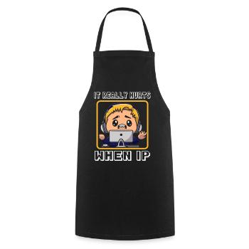 Funny saying "It Burns when I Pee"! - Cooking Apron - black - Front - AI Model Male 185 dark (185cm)