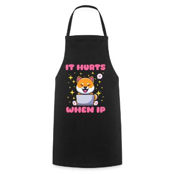 Funny saying "It Burns when I Pee"! - Cooking Apron - black - Front - AI Model Male 185 dark (185cm)