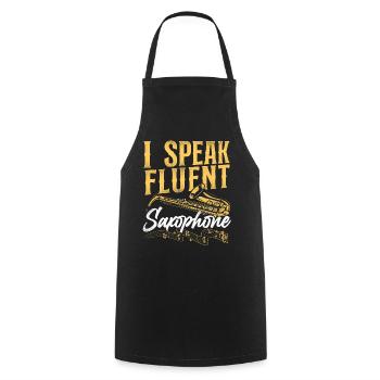 Saxophones I Speak Fluent Saxophones - Cooking Apron - black - Front - AI Model Male 185 dark (185cm)