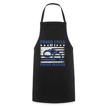 Proud Uncle Of A Police Officer USA Flag Law - Cooking Apron - black - Front - AI Model Male 185 dark (185cm)