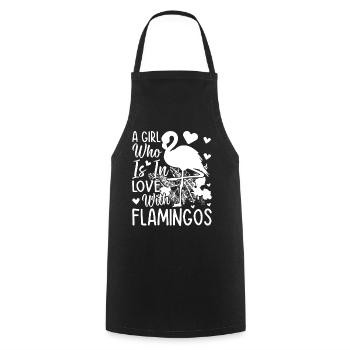Flamingo Lover - Une fille qui est amoureuse de - Tablier de cuisine - noir - Devant - AI Model Male 185 dark (185cm)