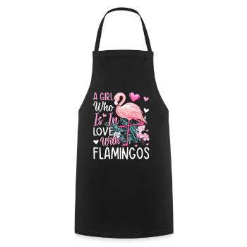 Cute Flamingos - A Girl Who Is In Love With - Cooking Apron - black - Front - AI Model Male 185 dark (185cm)