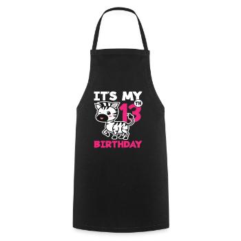 C'est mon 13ème anniversaire Zebra - Tablier de cuisine - noir - Devant - AI Model Male 185 dark (185cm)