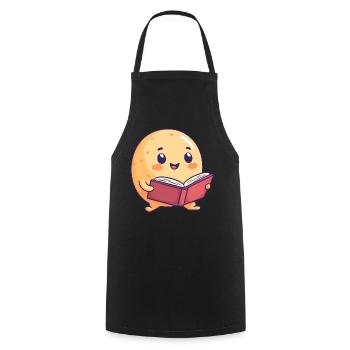 Happy Potato Reading a Book - Adorable Design - Cooking Apron - black - Front - AI Model Male 185 dark (185cm)