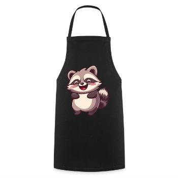 Niedlicher entzückender Waschbär - Charmantes Cartoon-Design - Kochschürze - Schwarz - Vorne - AI Model Male 185 dark (185cm)