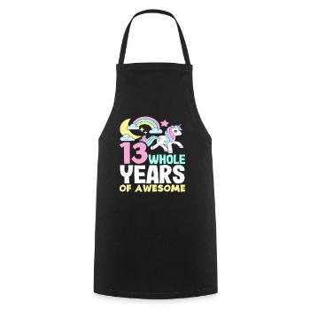 13 années complètes Super 13e anniversaire - Tablier de cuisine - noir - Devant - AI Model Male 185 dark (185cm)