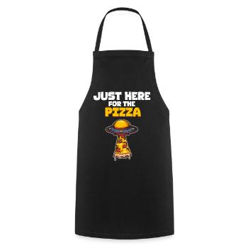 Seulement ici pour la pizza - l’extraterrestre OVNI ultime - Tablier de cuisine - noir - Devant - AI Model Male 185 dark (185cm)