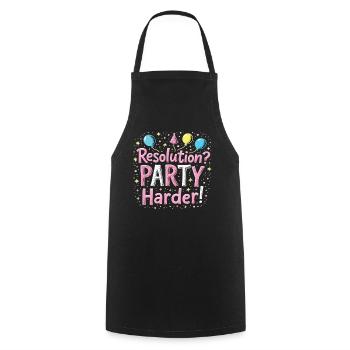 Resolution Party Design – Funny New Year's Eve Motif - Cooking Apron - black - Front - AI Model Male 185 dark (185cm)