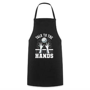 Parlez aux mains Servir le ballon Drôle Volley-ball - Tablier de cuisine - noir - Devant - AI Model Male 185 dark (185cm)