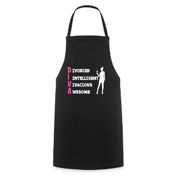 Divorced Diva Intelligent Vivid Awesome - Cooking Apron - black - Front - AI Model Male 185 dark (185cm)