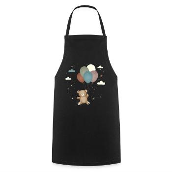 Ours volant avec des ballons dans un style mignon - Tablier de cuisine - noir - Devant - AI Model Male 185 dark (185cm)