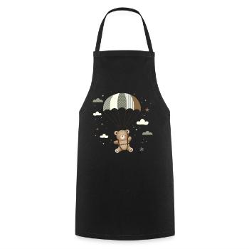 Bear with Parachute – Playful Animal Illustration - Cooking Apron - black - Front - AI Model Male 185 dark (185cm)