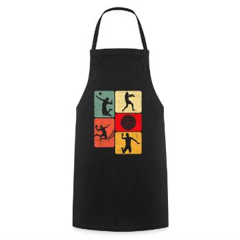 Retro Volleyball Smash Bump Set Spike Volleyball - Cooking Apron - black - Front - AI Model Male 185 dark (185cm)
