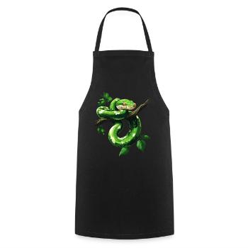 Green Tree Python Snakes Lover Terrarium - Cooking Apron - black - Front - AI Model Male 185 dark (185cm)