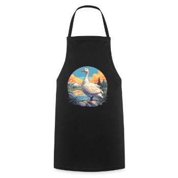 geese goose - Cooking Apron - black - Front - AI Model Male 185 dark (185cm)