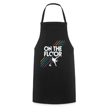Sur le sol - Conception Breakdance Cool - Tablier de cuisine - noir - Devant - AI Model Male 185 dark (185cm)