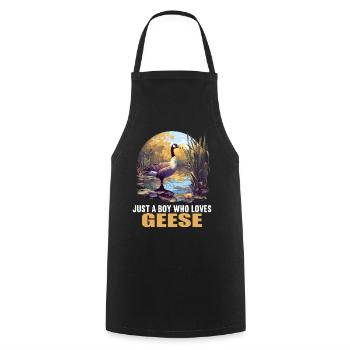 geese goose - Cooking Apron - black - Front - AI Model Male 185 dark (185cm)