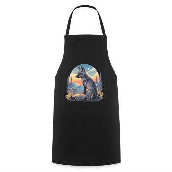 Gray foxes Gray fox - Cooking Apron - black - Front - AI Model Male 185 dark (185cm)