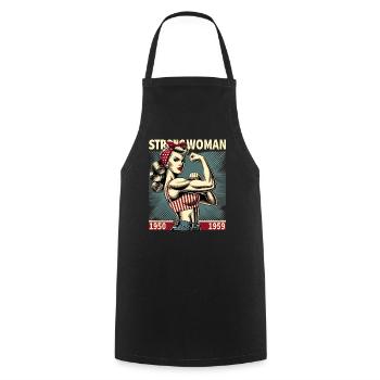 Strength strong power woman rockabilly retro gift - Cooking Apron - black - Front - AI Model Male 185 dark (185cm)
