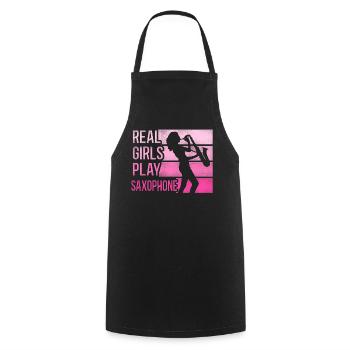 Saxophone Rétro Vintage Real Girls - Tablier de cuisine - noir - Devant - AI Model Male 185 dark (185cm)