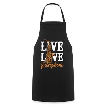 Saxophone Girl Live Love Saxophone - Cooking Apron - black - Front - AI Model Male 185 dark (185cm)