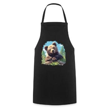 Grizzlis Ours grizzly - Tablier de cuisine - noir - Devant - AI Model Male 185 dark (185cm)
