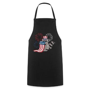 Patriotisches Waschbär-Feuerwerk - Kochschürze - Schwarz - Vorne - AI Model Male 185 dark (185cm)