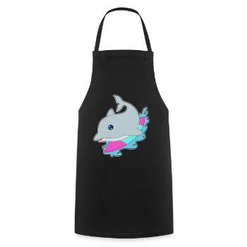 Dolphin Surfing Surfboard Summer - Cooking Apron - black - Front - AI Model Male 185 dark (185cm)