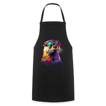 Loutre Loutre de mer Loutre Loutre Martre amour Loutre mignonne - Tablier de cuisine - noir - Devant - AI Model Male 185 dark (185cm)