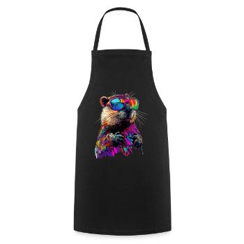 Beaver Motif Beaver Whisperer Rodents Cute Beaver - Cooking Apron - black - Front - AI Model Male 185 dark (185cm)