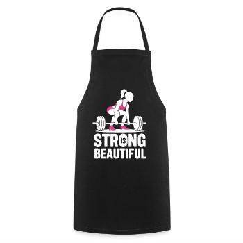 Bodybuilder Gym Girl Barbell Power Beauty - Cooking Apron - black - Front - AI Model Male 185 dark (185cm)