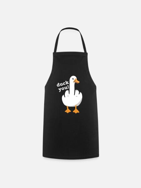 Rude Funny Saying "Duck You" Outfit - Cooking Apron - black