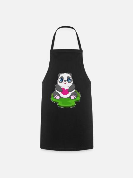 Panda Herz - Kochschürze - Schwarz