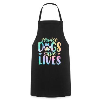 Service Dogs Save Lives Funny Dog Tie Dye Animal - Cooking Apron - black - Front - AI Model Male 185 dark (185cm)