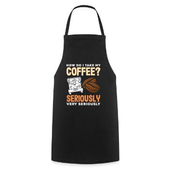 Question des amateurs de café : prenez-le très au sérieux - Tablier de cuisine - noir - Devant - AI Model Male 185 dark (185cm)