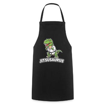 Jitsusaurus Dinosaur in Jiu-Jitsu Gear - Cooking Apron - black - Front - AI Model Male 185 dark (185cm)