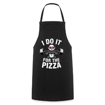 Je le fais pour le bodybuilder Pizza Barbell - Tablier de cuisine - noir - Devant - AI Model Male 185 dark (185cm)