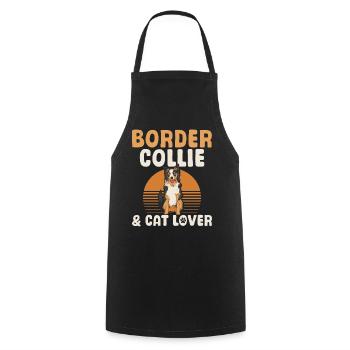 Border Collie & Cat Lover - Border Collie - Cooking Apron - black - Front - AI Model Male 185 dark (185cm)